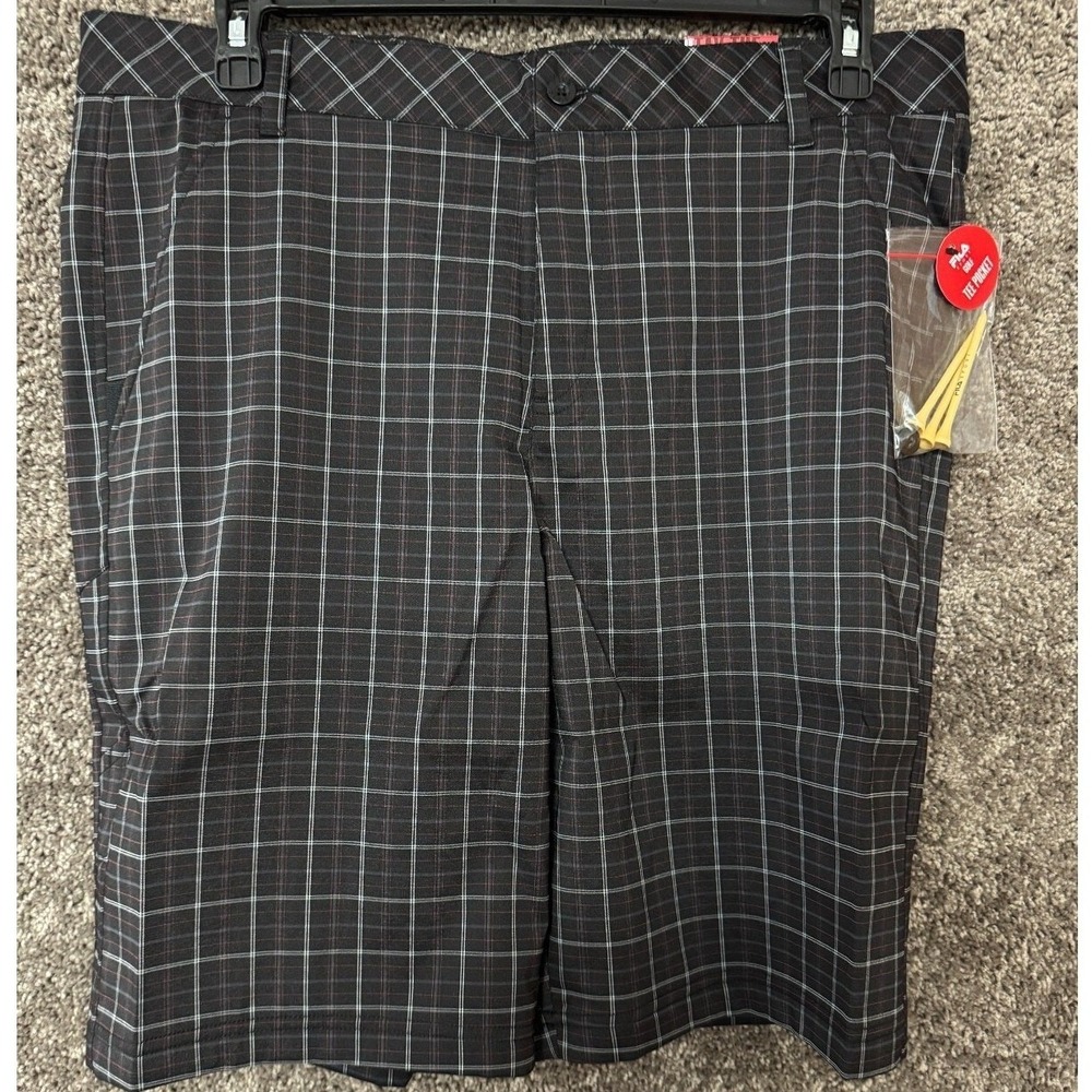 Fila Sport‎ Golf Mens Plaid Performance Shorts Black Red Size 40 NWT